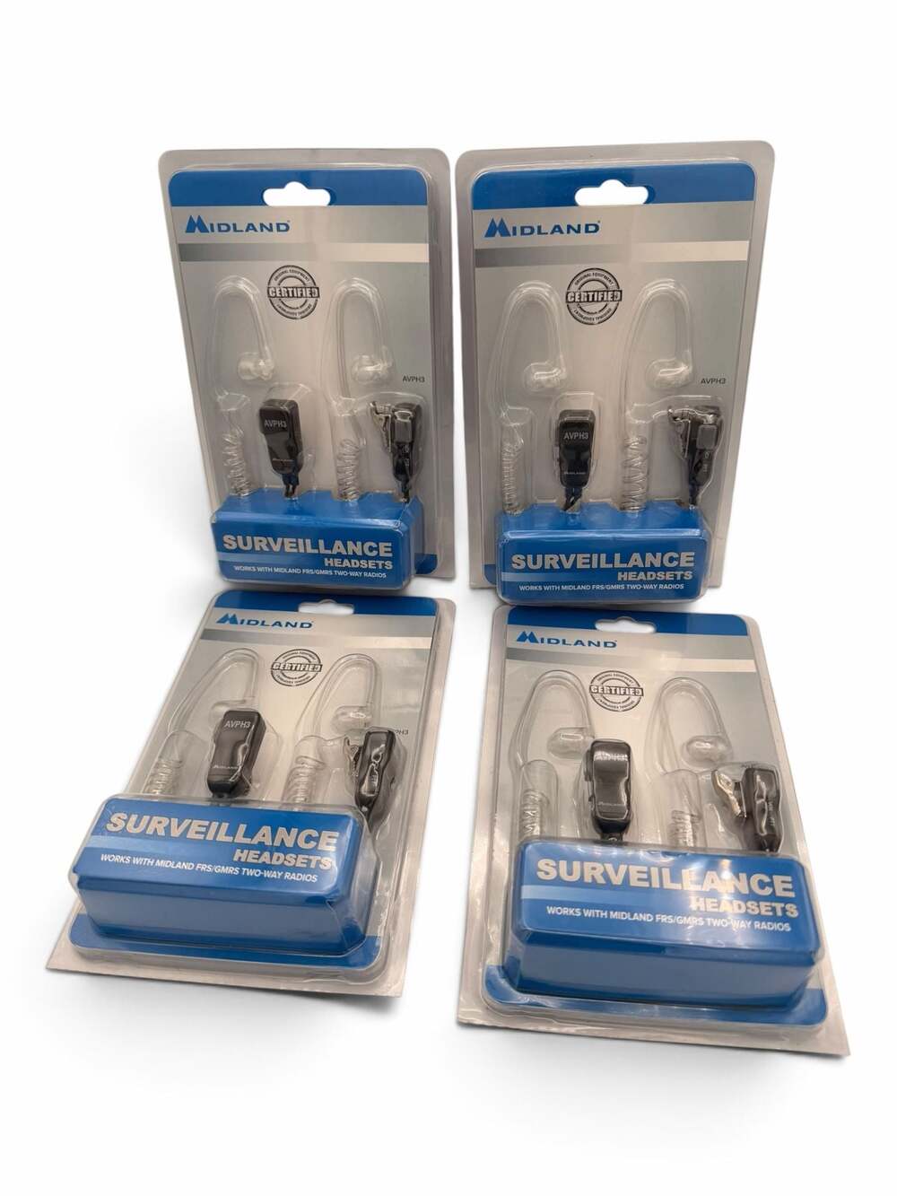 Midland AVPH3 Surveillance Headsets for FRS/GMRS Two-Way Radios - Lot of 4
